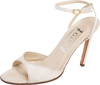 Gina Off-White Satin Ankle-Strap Sandals