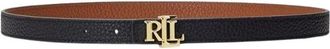Ralph Lauren Skinny Omkeerbare Leren Riem - Bruin/Zwart - Dames - Riemen - Zwart - L - Leer - Accessoires