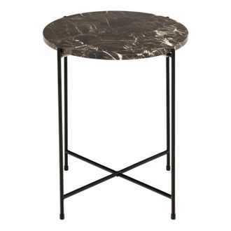 Furniture To Go Avila Side Table with Brown Marble Top 42x45cm | Size: 42x45 cm
