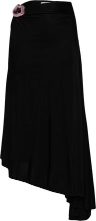 Sonia Rykiel mouth-detail asymmetric skirt - women - Viscose/zamac - 36 - Black