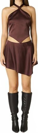 Cotton Candy L.A. Charlize Hankerchief Knot Halter Crop Top In Chocolate