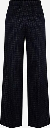 Forte_Forte Batavia-Hose mit weitem Bein und silbrigen Karos Sartorial