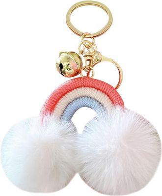 Generic Boho Key Charm - Plush Pendant, Bag Puff Accents | Colorful Backpack Ornament, Handmade Purse Dangler, Trendy Key Fob Cloud Clip, Woven Pom Decoration