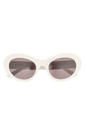 Balenciaga 55mm Oval Sunglasses in White White Grey at Nordstrom Rack