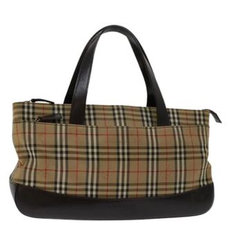 Burberry Pre-owned Tote Bags, female, Beige, Size: ONE SIZE Pre-owned Vintage Canvas Tote Bag
