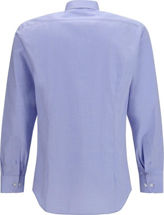 Etro Mens Roma Cotton Shirt With Pegaso Logo Azzurro