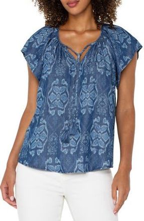 Liverpool L.A. Batik Print Flutter Sleeve Top in Tribal Allover at Nordstrom Rack, Size Large