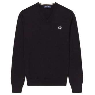 Fred Perry Klassieke V-hals Zwarte Trui