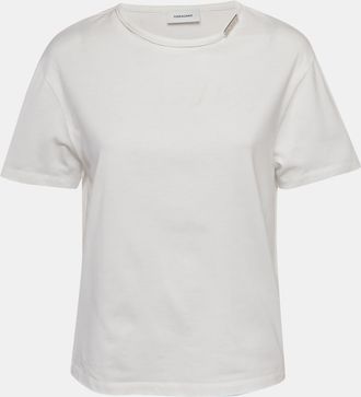 Ferragamo Ferragamo White Cotton Knit Logo Tab Detail T-Shirt