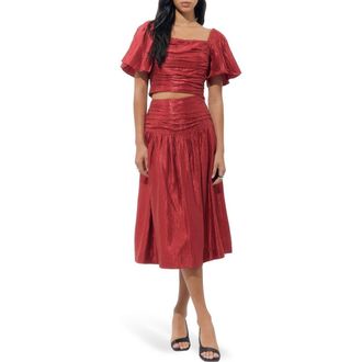 Adelyn Rae Selena Textured Taffeta Two-Piece Dress in Dark Rust at Nordstrom Rack, Size X-Small