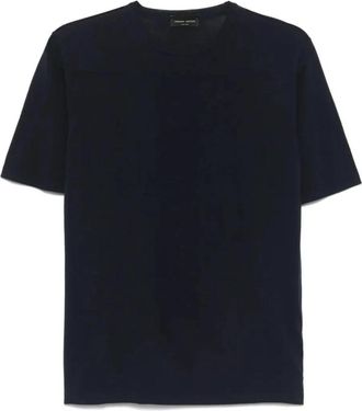 Roberto Collina Girocollo mc - Heren - T-shirts - Blauw - M - Tops