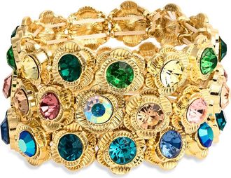 Tasha Set of 3 Crystal Flower Stretch Bracelets in Gold Multi at Nordstrom Rack