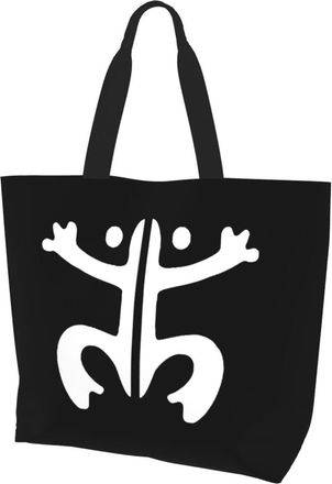 AOOEDM Taino Frog Puertorro Puerto Rican Ladies Canvas Tote Reusable Shopping Bag