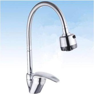 Trade Shop Trade Shop - Grifo Mezclador Giratorio De Cocina Home Doble Chorro Cromo Jh-8095w