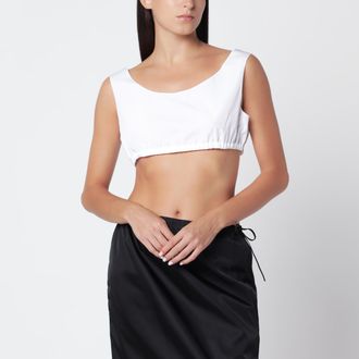 Prada Top bianco in popeline di cotone