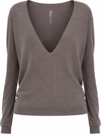 Rick Owens Brown V Neck Sweater