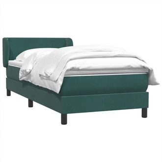 vidaXL Cama Box Spring Con Colch&oacute;n Terciopelo Verde Oscuro 80x220 Cm Vidaxl