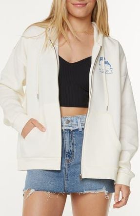 Roxy Evening Lineup Fleece Full Zip Graphic Hoodie in Egret Sunset Dreams at Nordstrom Rack, Size X-Small