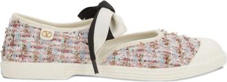 Valentino Garavani Tweed sneakers met strik - Wit
