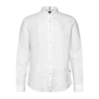HUGO BOSS Herenoverhemd met Liam-puntkraag, normale pasvorm en lange mouwen (Wit)