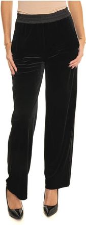 Emporio Armani Velvet Pants - Dames - Wijde Broeken - Zwart - M - Leer - Broeken