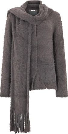 Alberta Ferretti Faux Fur Cardigan - Dames - Ronde hals truien - Grijs - S - Truien & Vesten