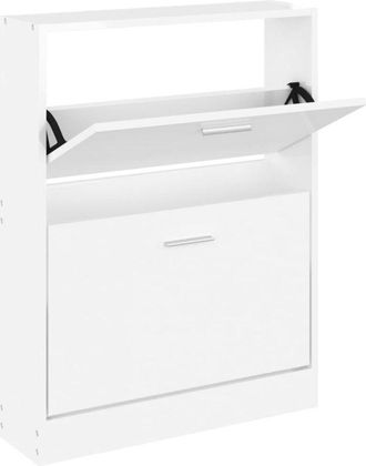 vidaXL Vidaxl - Shoe Cabinet High Gloss White 59x17x81 cm Engineered Wood