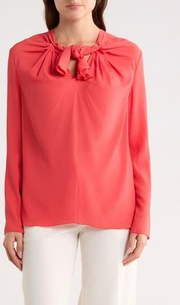 Longchamp Tie Neck Top in Goji at Nordstrom Rack, Size 6 Us / 38 Fr