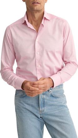 Eton Contemporary Fit Pink Microcheck Cotton Dobby Dress Shirt in Medium Pink at Nordstrom, Size 15.5
