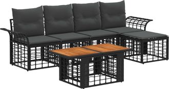 vidaXL Conjunto De Sof&aacute;s De Jard&iacute;n 6 Uds. Negro Y Gris Oscuro Vidaxl