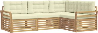 vidaXL Conjunto De Sof&aacute;s De Exterior 4 Uds. Blanco Y Crema Poli&eacute;ster Vidaxl
