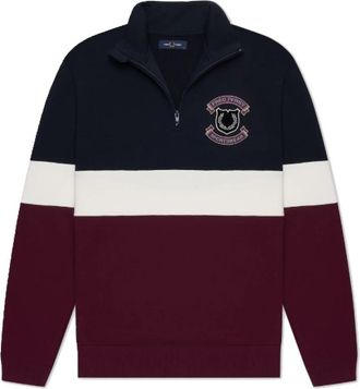 Fred Perry Geborduurd Schild Half Zip Sweater - Heren - Vesten met rits - Veelkleurig - XL - Katoen - Hoodies & sweatvesten