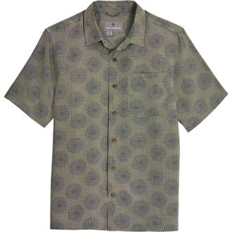 Royal Robbins Camino Pucker Short Sleeve Recycled Polyester Button-Up Shirt in Olive Ray at Nordstrom, Size Xx-Large