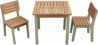 Sweeek Childrens wooden table with chairs, Caroline, Sage Green, 50x50x50 cm