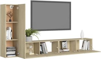 Berkfield Home Practical 3 Piece TV Cabinet Set Sonoma Oak Engineered Wood in Light Brown