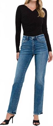 Flying Monkey High Rise Straight Jeans In Denim Blue