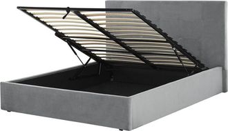Beliani Ottoman Bed Velvet LORIENT 140 x 200 cm (EU Double) Light Grey