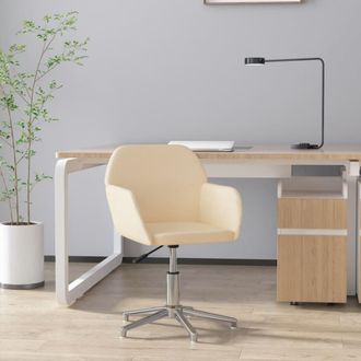 vidaXL Silla De Oficina Giratoria Tela Color Crema Vidaxl