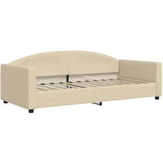 vidaXL Sof&aacute; Cama Sin Colch&oacute;n Tela Crema 90x200 Cm Vidaxl