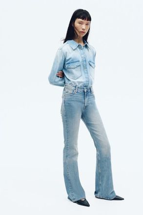 H&M Flared High Jeans in Light Denim Blue at Nordstrom, Size 14