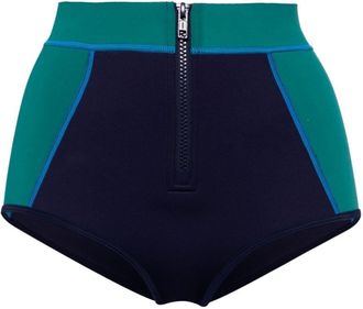Duskii high-waisted swim shorts - women - Neoprene/Polyester/Spandex/Elastane - S - Blue