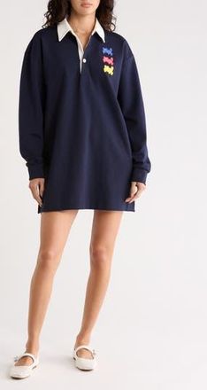 Desigual Long Sleeve Polo Dress in Navy Blue at Nordstrom Rack, Size Small