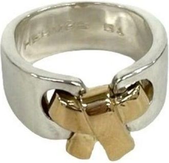 Herm&egrave;s Gold Silver Yellow Gold (18K) Silver 925 Band Ring (Pre-Owned)