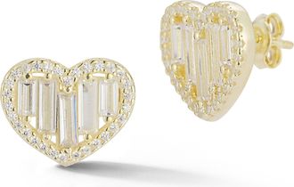 Glaze Jewelry Sterling Silver Baguette Heart Studs