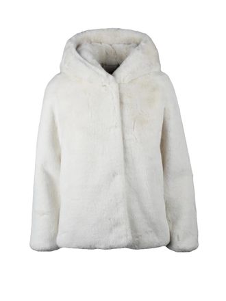 Bomboogie Short Faux Fur Jacket with Hood and Snap Button Closure
