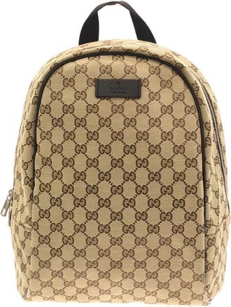 Gucci Beige Brown Gg Canvas Backpack (Pre-Owned)