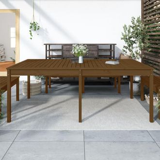 vidaXL Vidaxl - Mesa De Jard&iacute;n Madera Maciza Pino Marr&oacute;n Miel 203,5x100x76 Cm