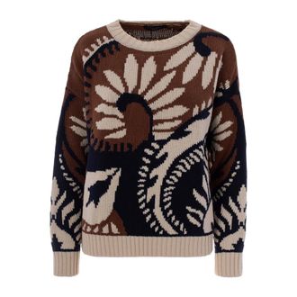 Max Mara Round-neck Knitwear, female, Brown, Size: XS Round-neck Knitwear