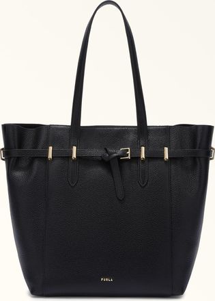 Furla Aura Tote M Nero Black Keria Grained Calf Leather Woman