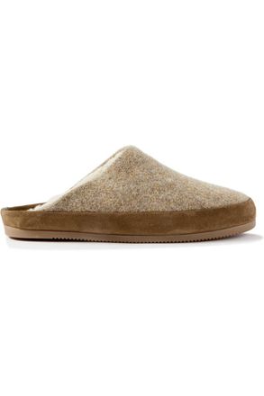 Mulo Suede-Trimmed Shearling-Lined Recycled-Wool Slippers
